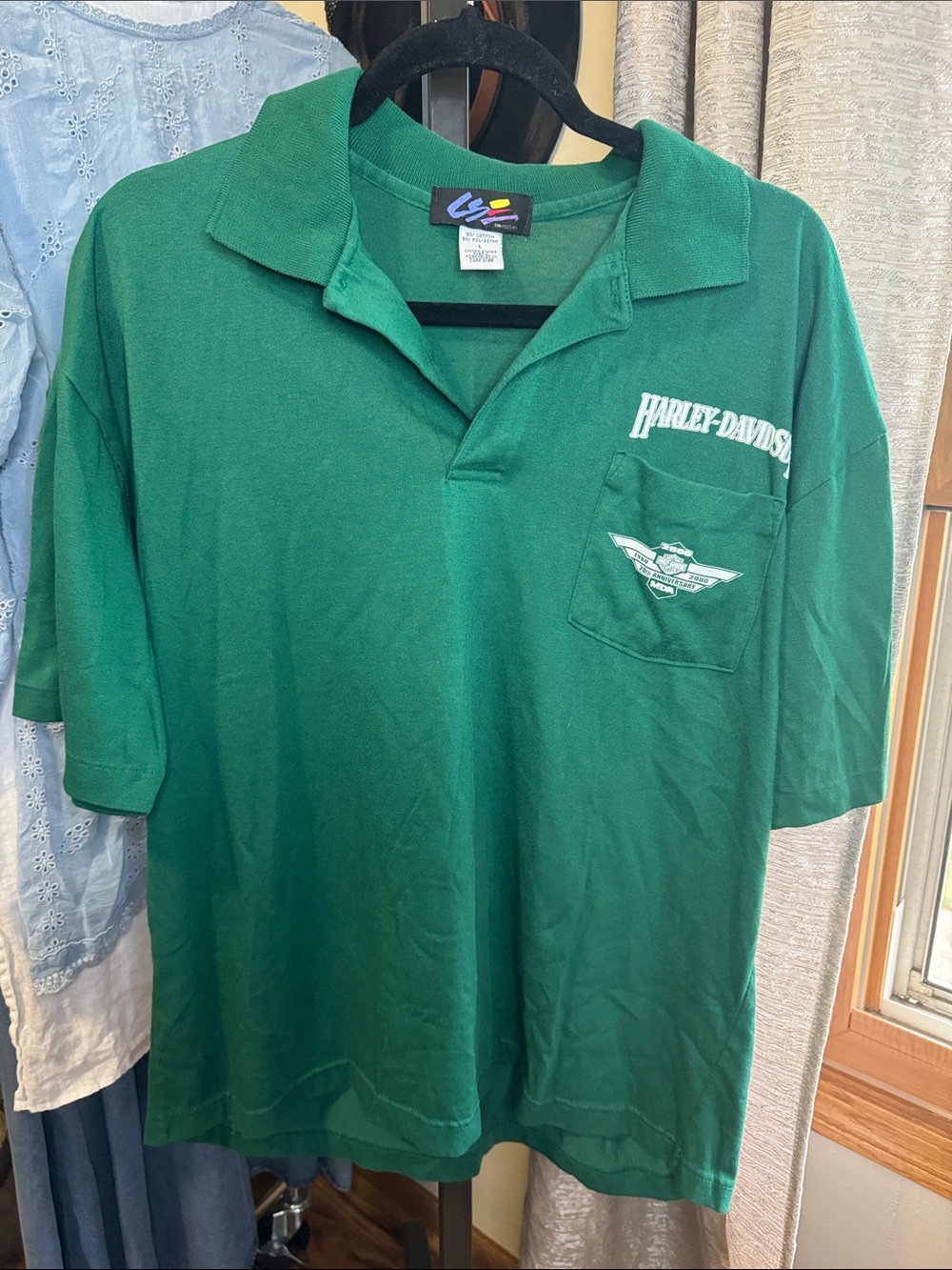 Vintage Harley-Davidson Emerald Green Polo with Chest Pocket
